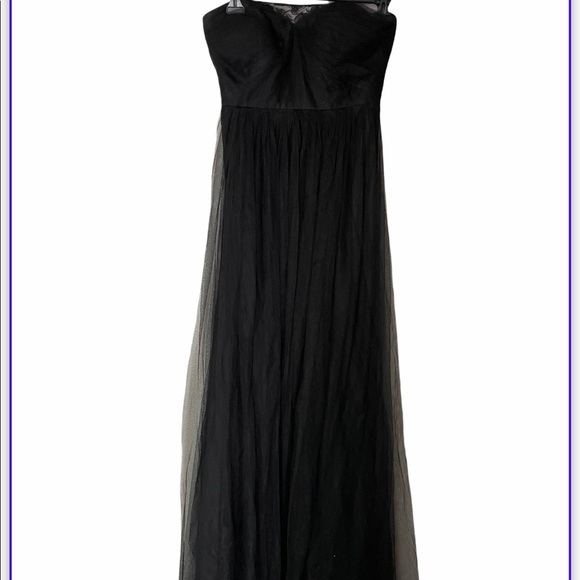 Jenny Yoo BHLDN Black Chiffon Long Dress 0 - Picture 1 of 7